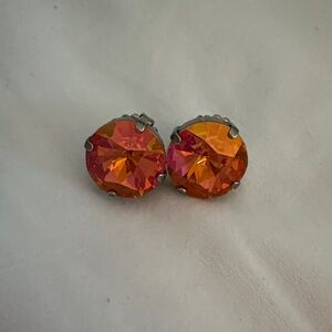 Sabika Vienna Elegant Orange and Pink Crystal Stud Earrings
